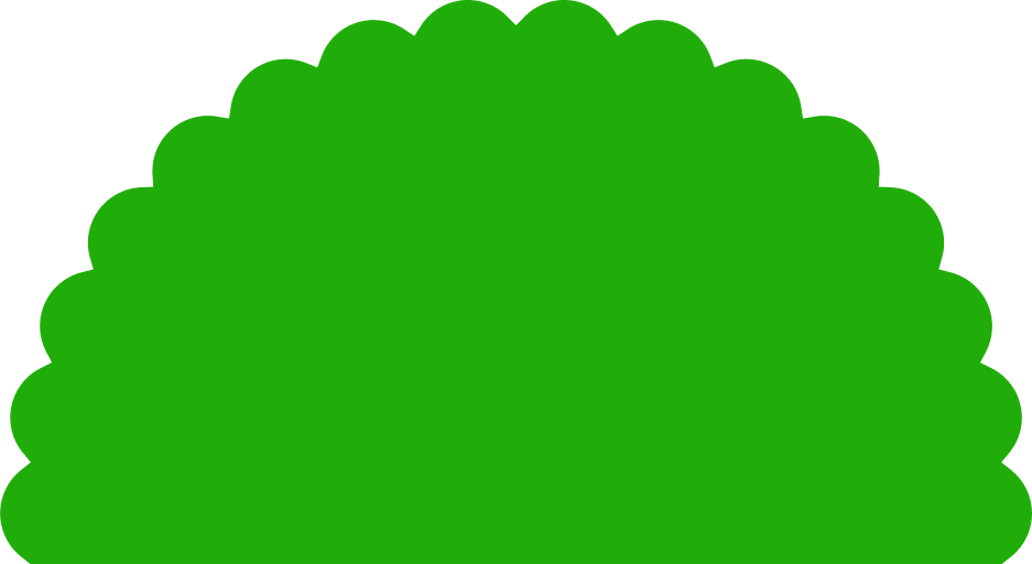 A bright green bush sits to the right of the screen. 